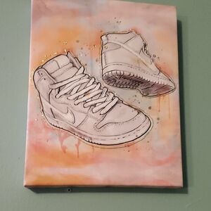Nike Sneaker Canvas Art in Pink and Orange